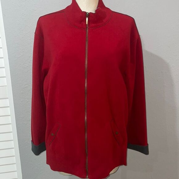 Lord & Taylor Vintage NWT Women's size L Fleece Zip-Up Cardigan Coat Mock Neck - Picture 1 of 11